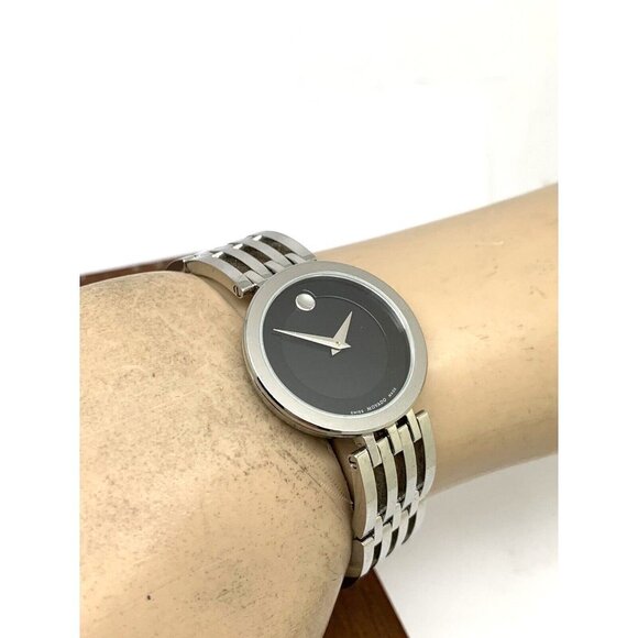 Movado Women's Watch 0607051 Esperanza Black Dial Swiss Quartz Silver Steel 28mm - Picture 5 of 13